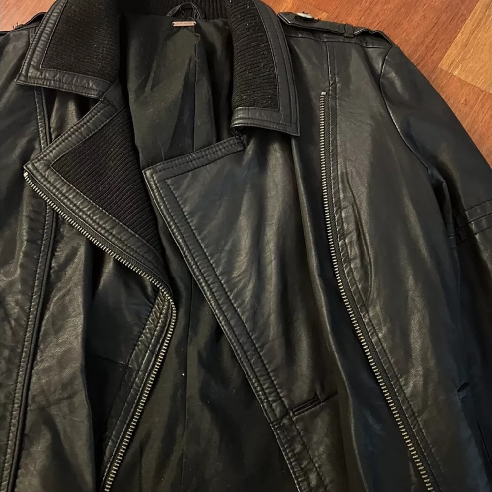 Free People We The Free Leather Moto Jacket Black Size Medium